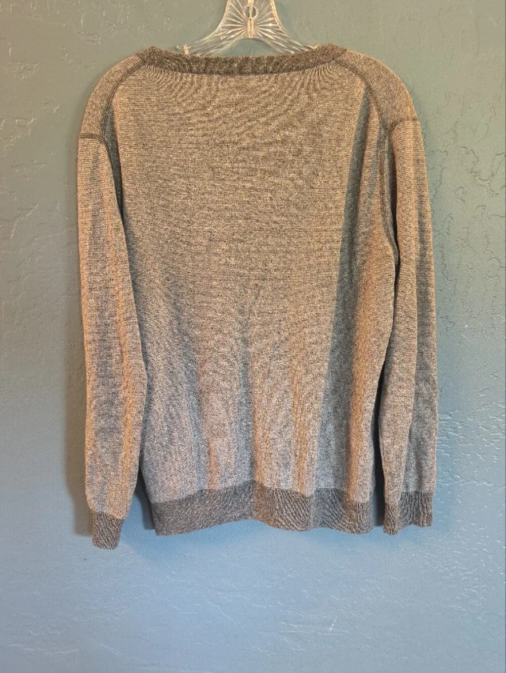 J. Crew Men's Marled Varsity Heather Gray V-Neck Button Cardigan